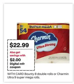 CVS Bounty 8 double rolls or Charmin Ultra 9 super mega rolls offer