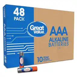 Walmart Great Value Alkaline AAA Batteries, 48 Pack, For Everyday Use, 10-Year Shelf Life offer