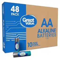 Walmart Great Value 48 Pack Alkaline AA Batteries for Everyday Use offer