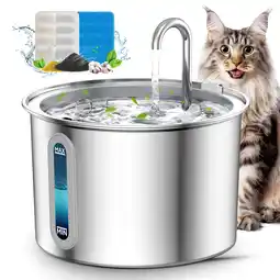 Walmart Oneisall PWF-001 304 Stainless Steel Cat Water Fountain, 2L Water Fountains for Cats Indoor - Silver offer