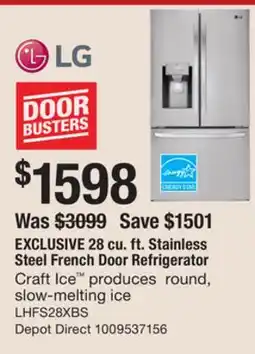 The Home Depot 28 cu. ft. Stainless Steel French Door Refrigerator offer