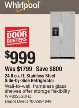 The Home Depot 24.6 cu. ft. Stainless Steel Side-by-Side Refrigerator offer