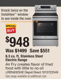 The Home Depot LG 6.3 cu. ft. Stainless Steel Electric Range Air Fry offer