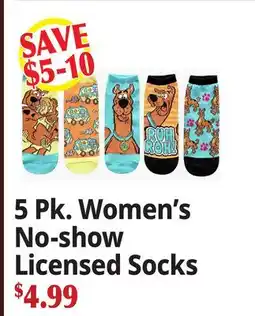 Ocean State Job Lot 5 Pk. Women's No-show Licensed Socks offer