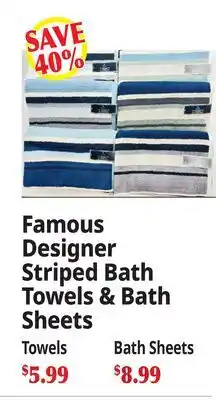 Ocean State Job Lot Famous Designer Striped Bath Towels & Bath Sheets offer