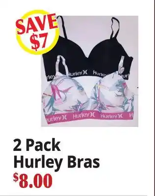 Ocean State Job Lot 2 Pack Hurley Bras offer