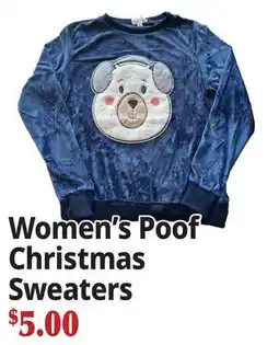 Ocean State Job Lot Women's Poof Christmas Sweaters offer