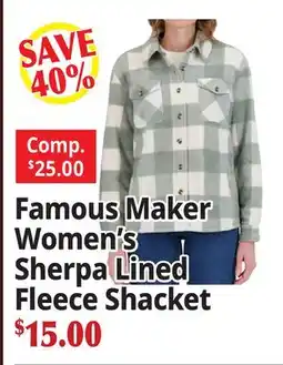 Ocean State Job Lot Famous Maker Women's Sherpa Lined Fleece Shacket offer