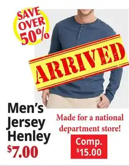Ocean State Job Lot Men's Jersey Henley offer