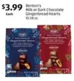 Aldi Benton's Milk or Dark Chocolate Gingerbread Hearts offer