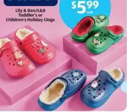 Aldi Lily & Dan/L&D Toddler's or Children's Holiday Clogs offer