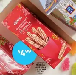 Aldi Clancy's Mistletoe Snack Mix or Pretzel Rods Gift Box offer