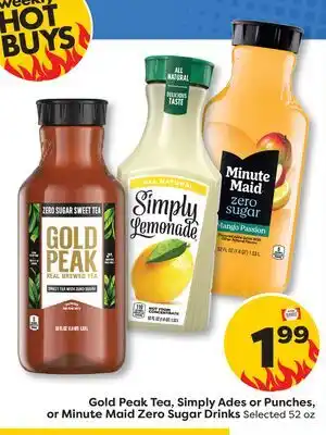 Weis Markets Gold Peak Tea, Simply Ades or Punches, or Minute Maid Zero Sugar Drinks offer