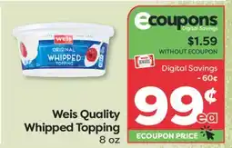 Weis Markets Weis Quality Whipped Topping offer