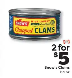 Weis Markets Snow's Clams offer