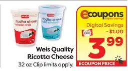Weis Markets Weis Quality Ricotta Cheese offer