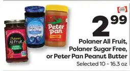 Weis Markets Polaner All Fruit, Polaner Sugar Free, or Peter Pan Peanut Butter offer