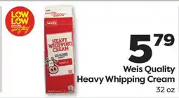 Weis Markets Weis Quality Heavy Whipping Cream offer