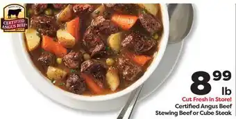 Weis Markets Certified Angus Beef Stewing Beef or Cube Steak offer