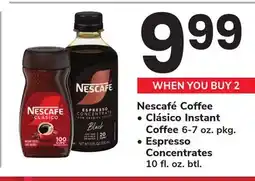 ACME Nescafé Coffee • Clásico Instant Coffee 6-7 oz. pkg. • Espresso Concentrates 10 fl. oz. btl offer