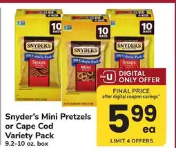 ACME Snyder's Mini Pretzels or Cape Cod Variety Pack offer