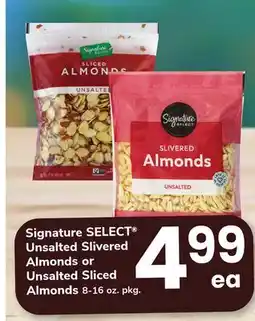 ACME Signature SELECT Unsalted Slivered Almonds or Unsalted Sliced Almonds offer
