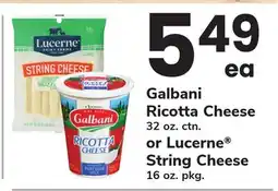 ACME Galbani Ricotta Cheese 32 oz. ctn. or Lucerne String Cheese 16 oz. pkg offer