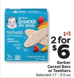Weis Markets Gerber Cereal Bars or Teethers offer