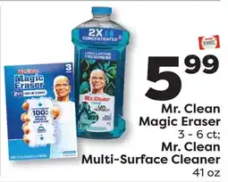 Weis Markets Mr. Clean Magic Eraser 3-6 ct Mr. Clean Multi-Surface Cleaner 41 oz offer