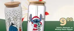 Weis Markets Stitch, Peanuts, or Mickey Glass Sipper offer