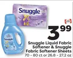 Weis Markets Snuggle Liquid Fabric Softener & Snuggle Fabric Softener Sheets offer