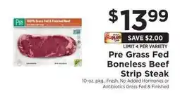 ShopRite Pre Grass Fed Boneless Beef Strip Steak offer