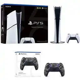 Walmart PlayStation 5 Digital Slim Console + PlayStation 5 DualSense Wireless Controller Gray Camouflage offer