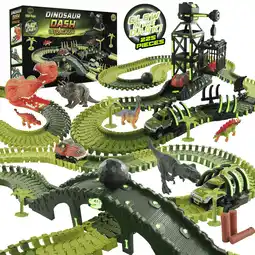 Walmart USA Toyz Dinosaur Dash Track 6 Dinosaurs LED Dino Car STEM Set Toy 225 Piece Tracks for Kids Ages 3+ offer