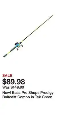 Cabela's New! Bass Pro Shops Prodigy Baitcast Combo in Tek Green offer
