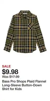 Cabela's Bass Pro Shops Plaid Flannel Long-Sleeve Button-Down Shirt for Kids offer