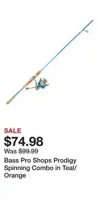 Cabela's Bass Pro Shops Prodigy Spinning Combo in Teal/Orange offer