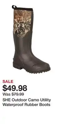 Cabela's SHE Outdoor Camo Utility Waterproof Rubber Boots offer