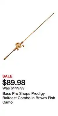 Cabela's Bass Pro Shops Prodigy Baitcast Combo in Brown Fish Camo offer
