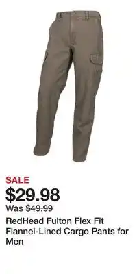 Cabela's RedHead Fulton Flex Fit Flannel-Lined Cargo Pants for Men offer