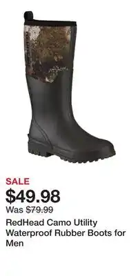 Cabela's RedHead Camo Utility Waterproof Rubber Boots for Men offer