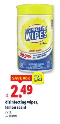 Lidl disinfecting wipes, lemon scent offer