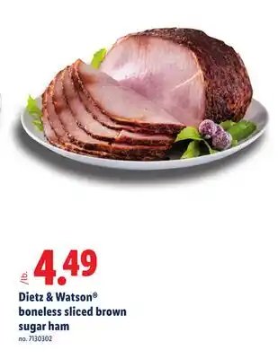Lidl Dietz & Watson boneless sliced brown sugar ham offer