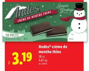 Lidl Andes crème de menthe thins offer