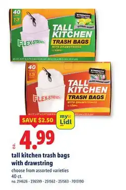 Lidl tall kitchen trash bags with drawstring offer