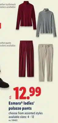 Lidl Esmara ladies' palazzo pants offer