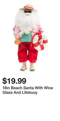 TJ Maxx 18in Beach Santa With Wine Glass And Lifebuoy offer