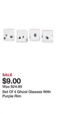 TJ Maxx Set Of 4 Ghost Glasses With Purple Rim offer