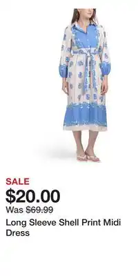 TJ Maxx Long Sleeve Shell Print Midi Dress offer