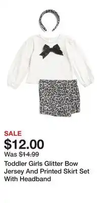 TJ Maxx Toddler Girls Glitter Bow Jersey And Printed Skirt Set With Headband offer